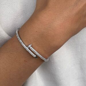 NAIL BRACELET ZIRCONIA BANGLE BRACELET LUXURY SILVER Or GOLD